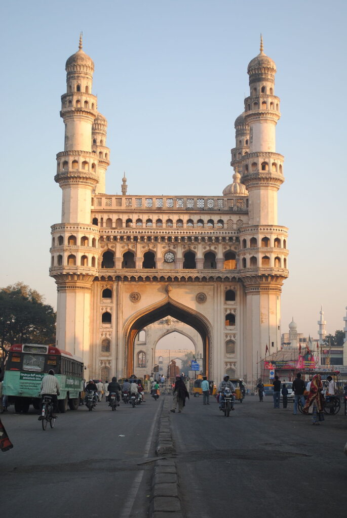 Front view of Charminar, the most popular tourist places in Hyderabad