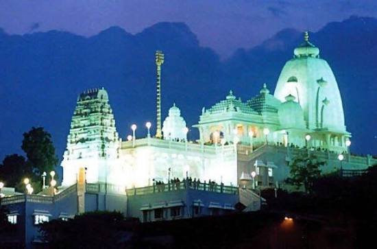 Night view of Birla Mandir a religious place in Hyderabad